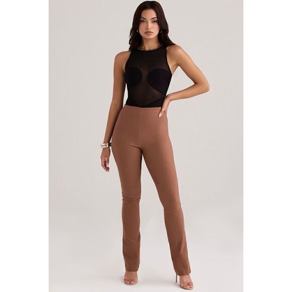 House of CB Women's Tan Toast High Waisted Trousers Size Large NWOT - Picture 1 of 9